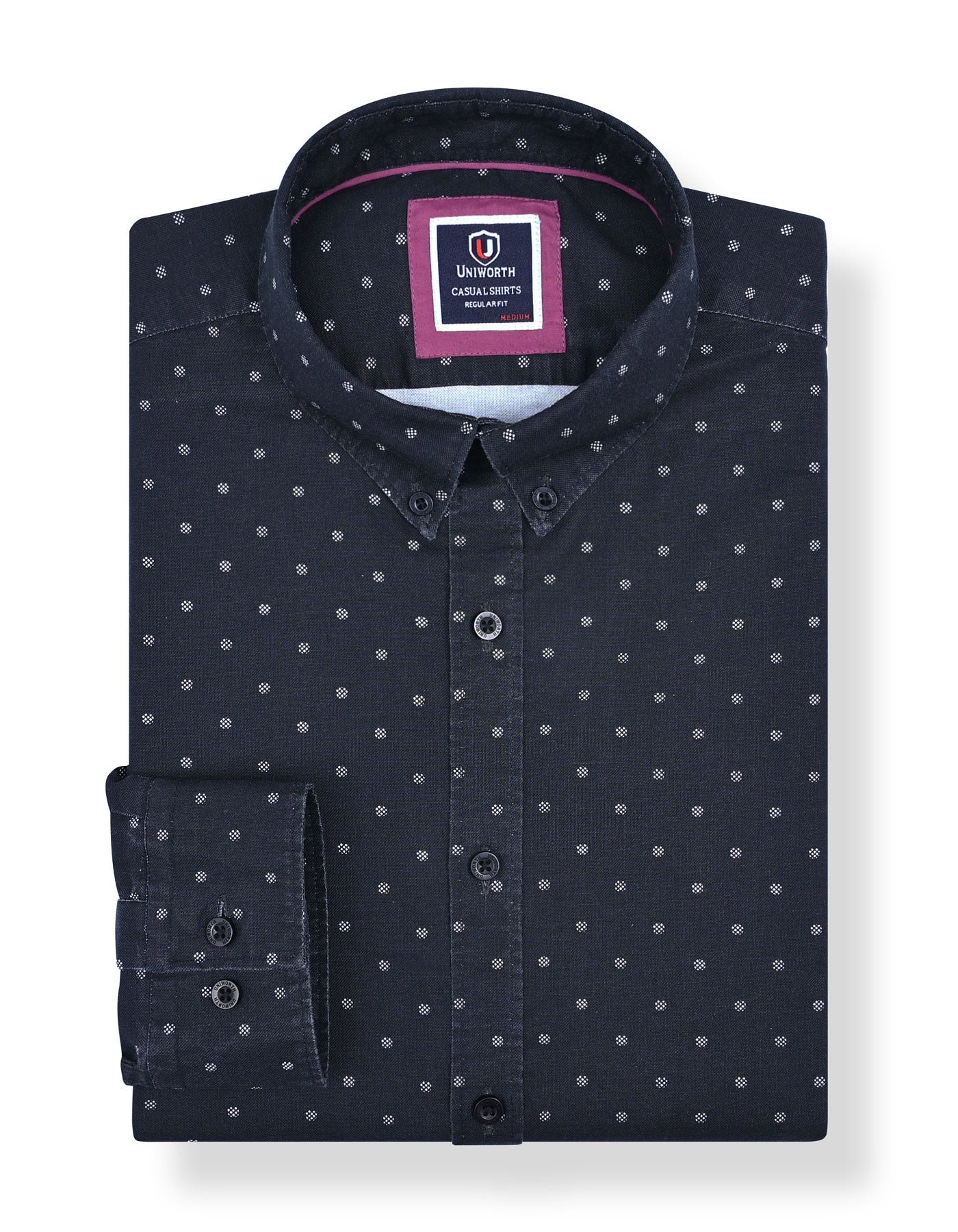 Black Basic Dotted Casual Shirt CS2444R-S