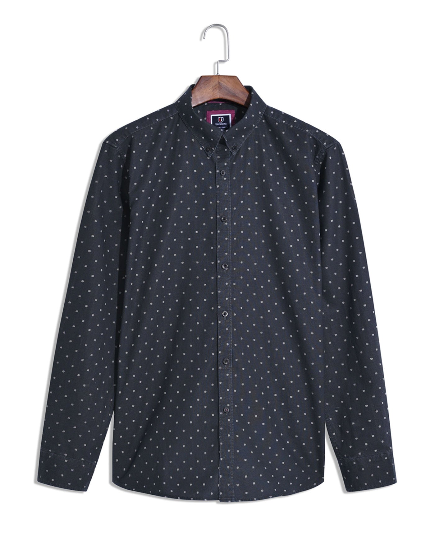 Black Dotted Regular Fit Casual Shirt