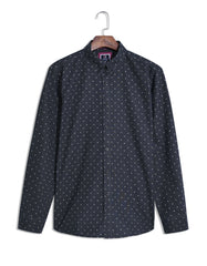 Black Dotted Regular Fit Casual Shirt