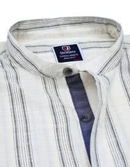 Off White Stripe Regular Fit Casual Shirt