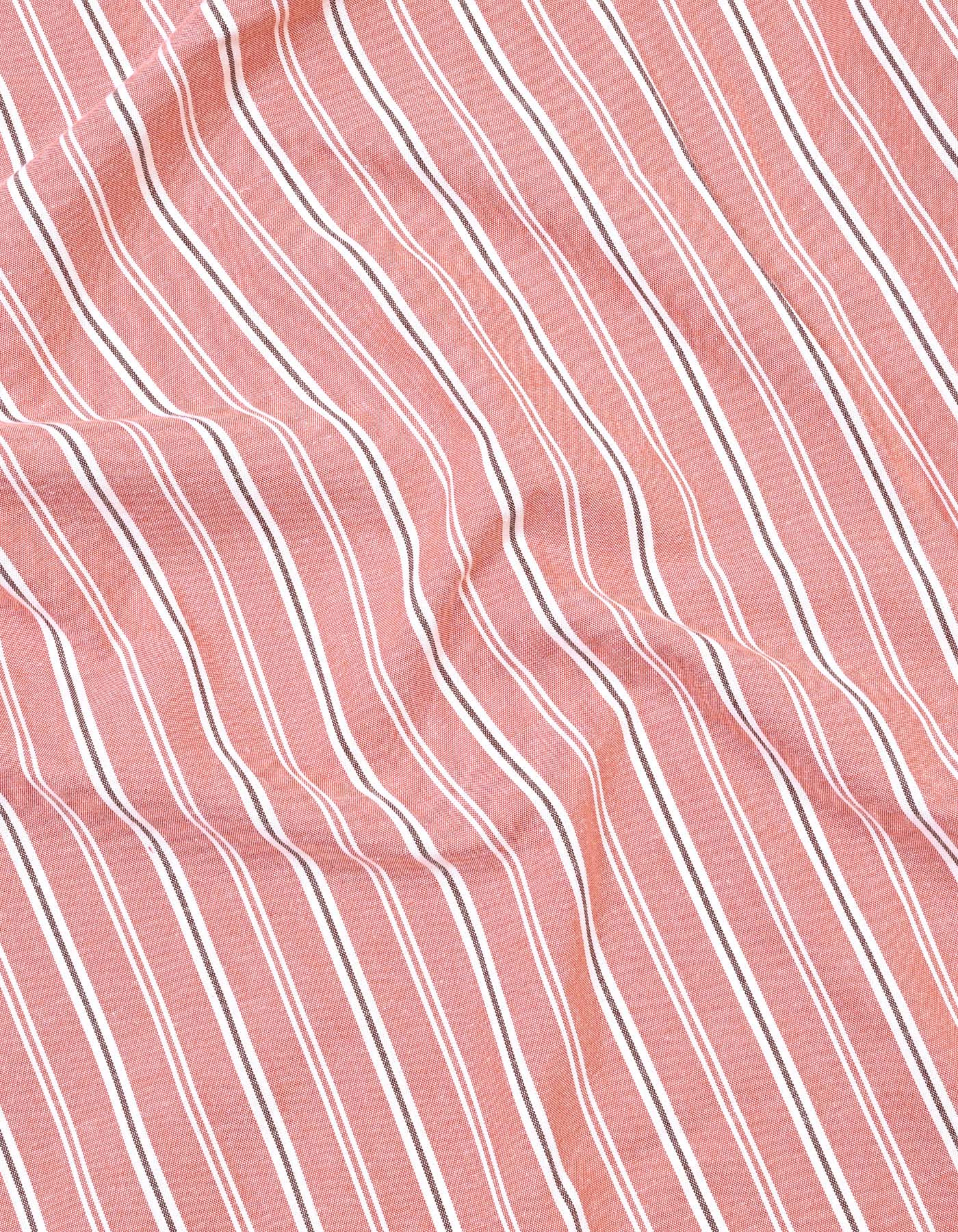 Rust Stripe Regular Fit Casual Shirt