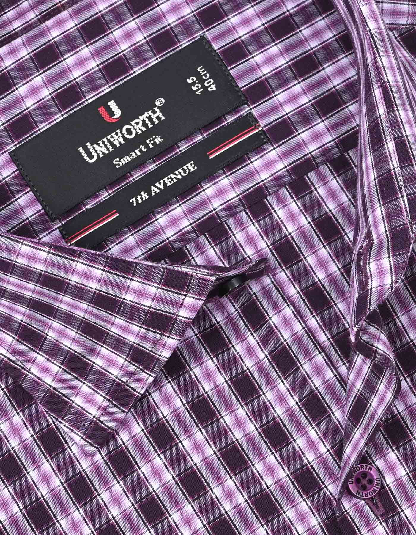 Check White/Purple Tailored Smart Fit Shirt FS1047SF-15