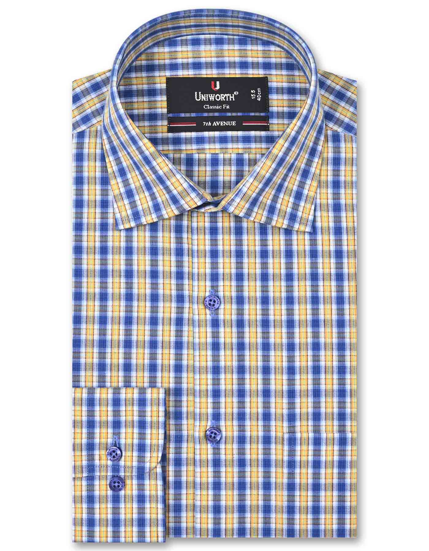 Check Blue/Yellow Classic Fit Shirt FS1052RF-14.5