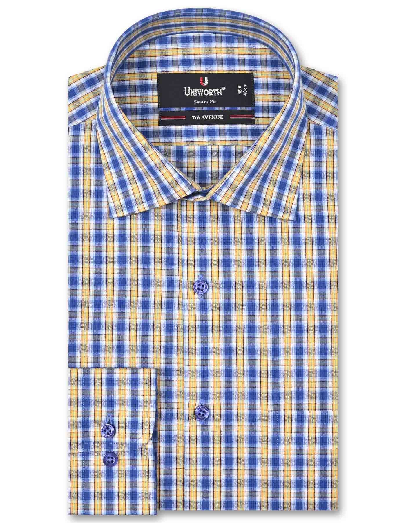 Check Blue/Yellow Tailored Smart Fit Shirt FS1052SF-14.5