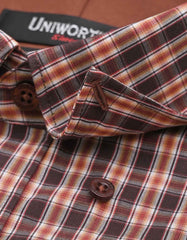 Check Maroon/Brown Classic Fit Shirt FS1053RF-15.5