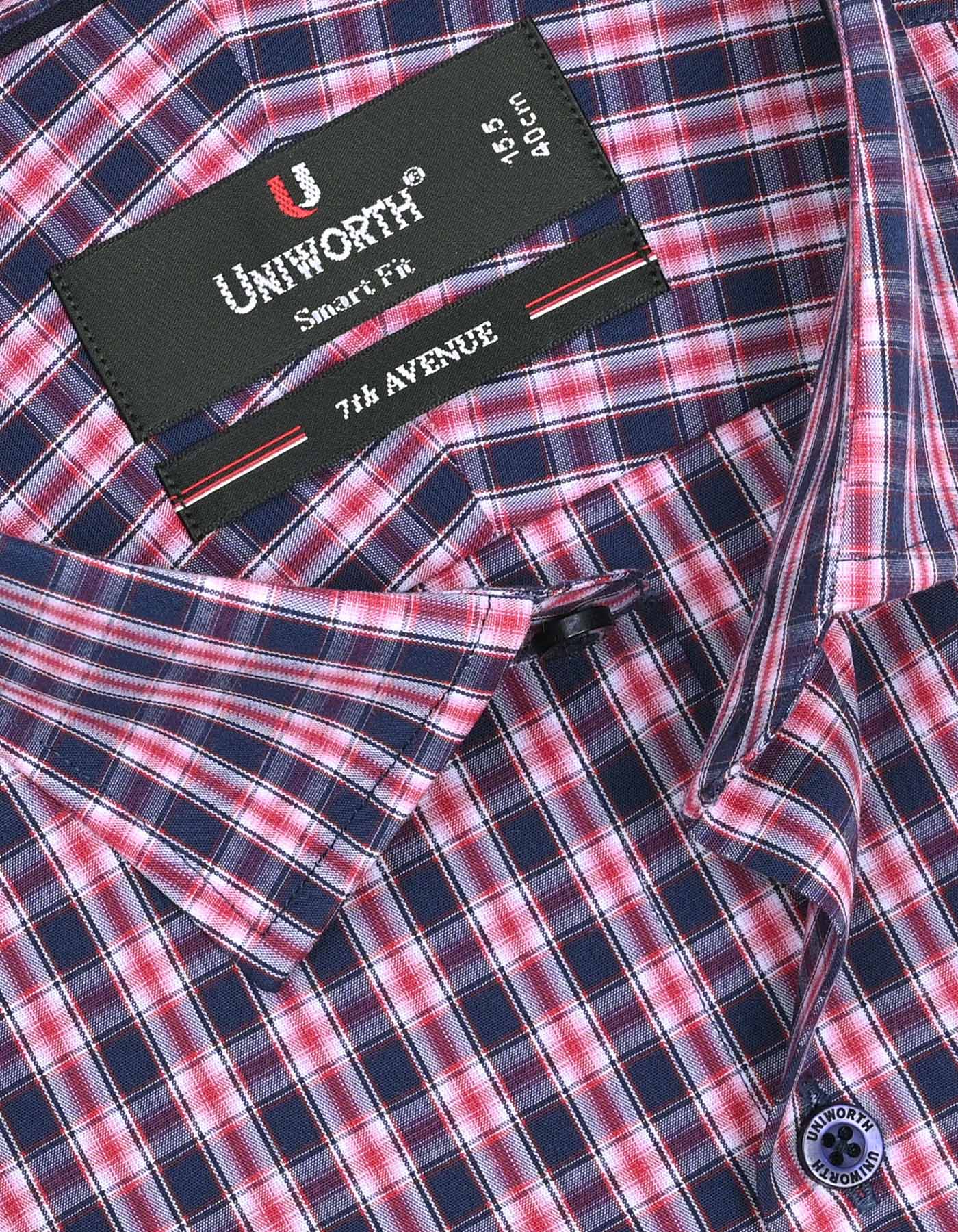 Check Navy Tailored Smart Fit Shirt FS1054-1SF-15