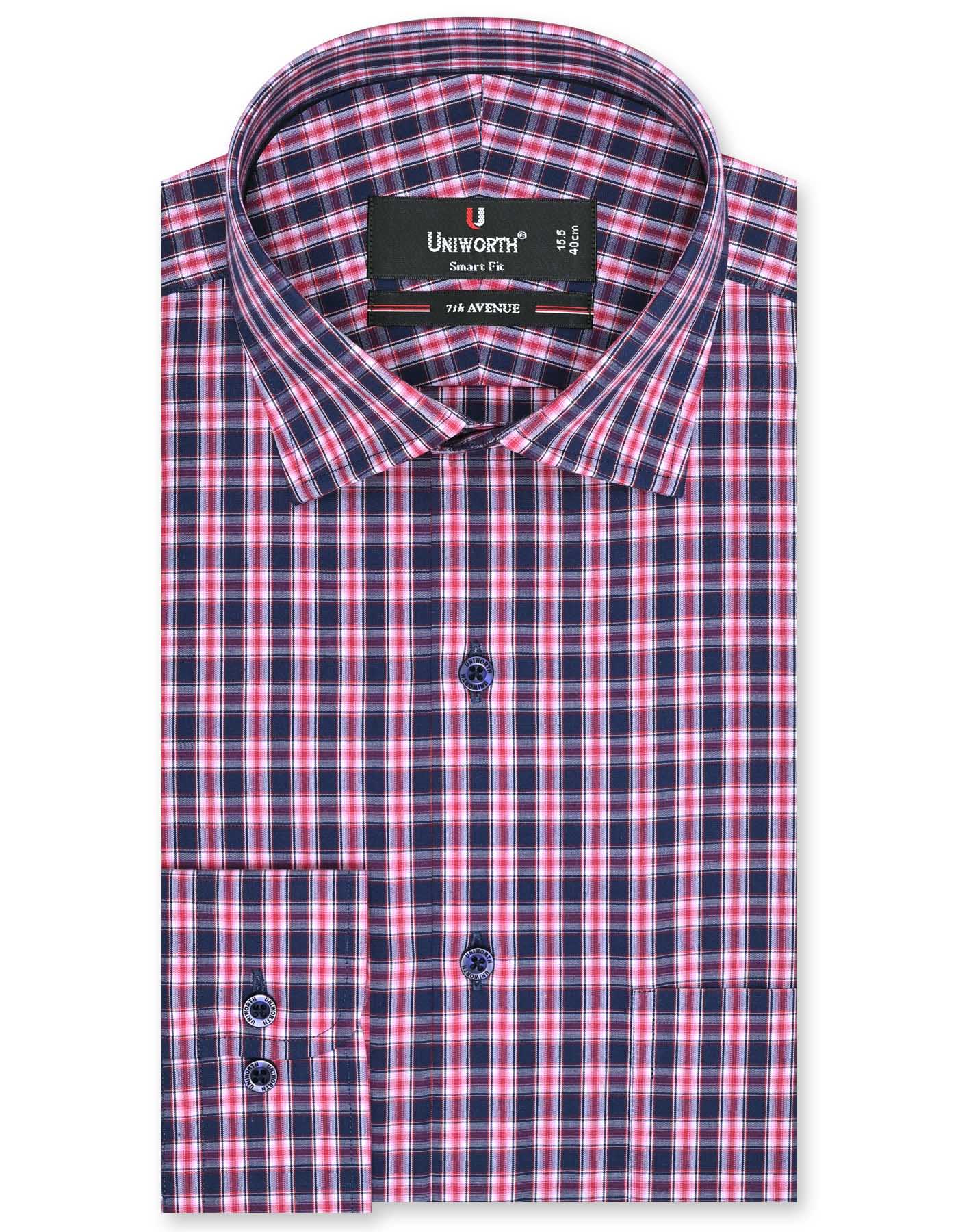 Check Navy Tailored Smart Fit Shirt FS1054-1SF-14.5