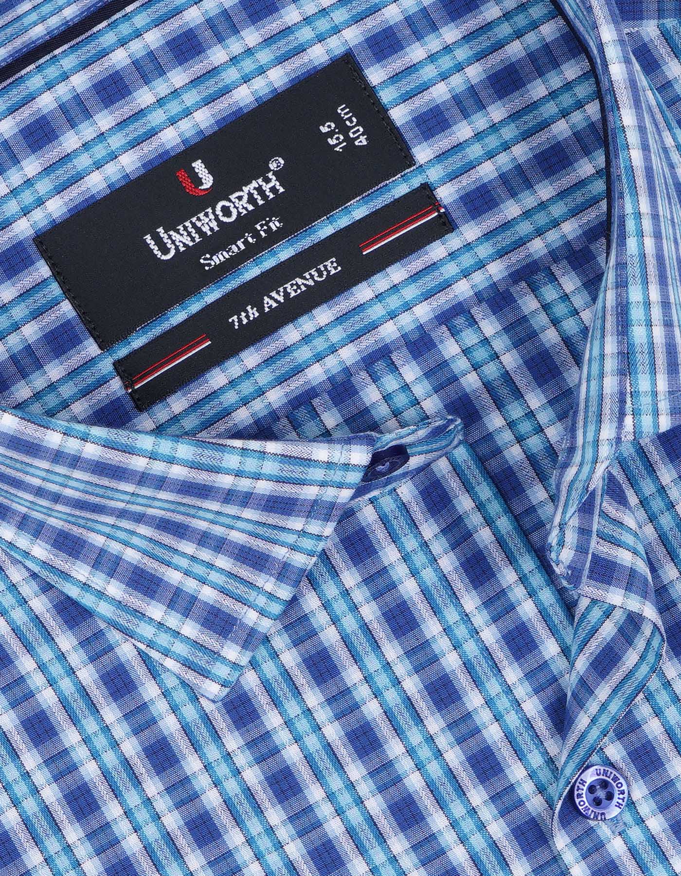 Check Blue Tailored Smart Fit Shirt FS1056SF-15