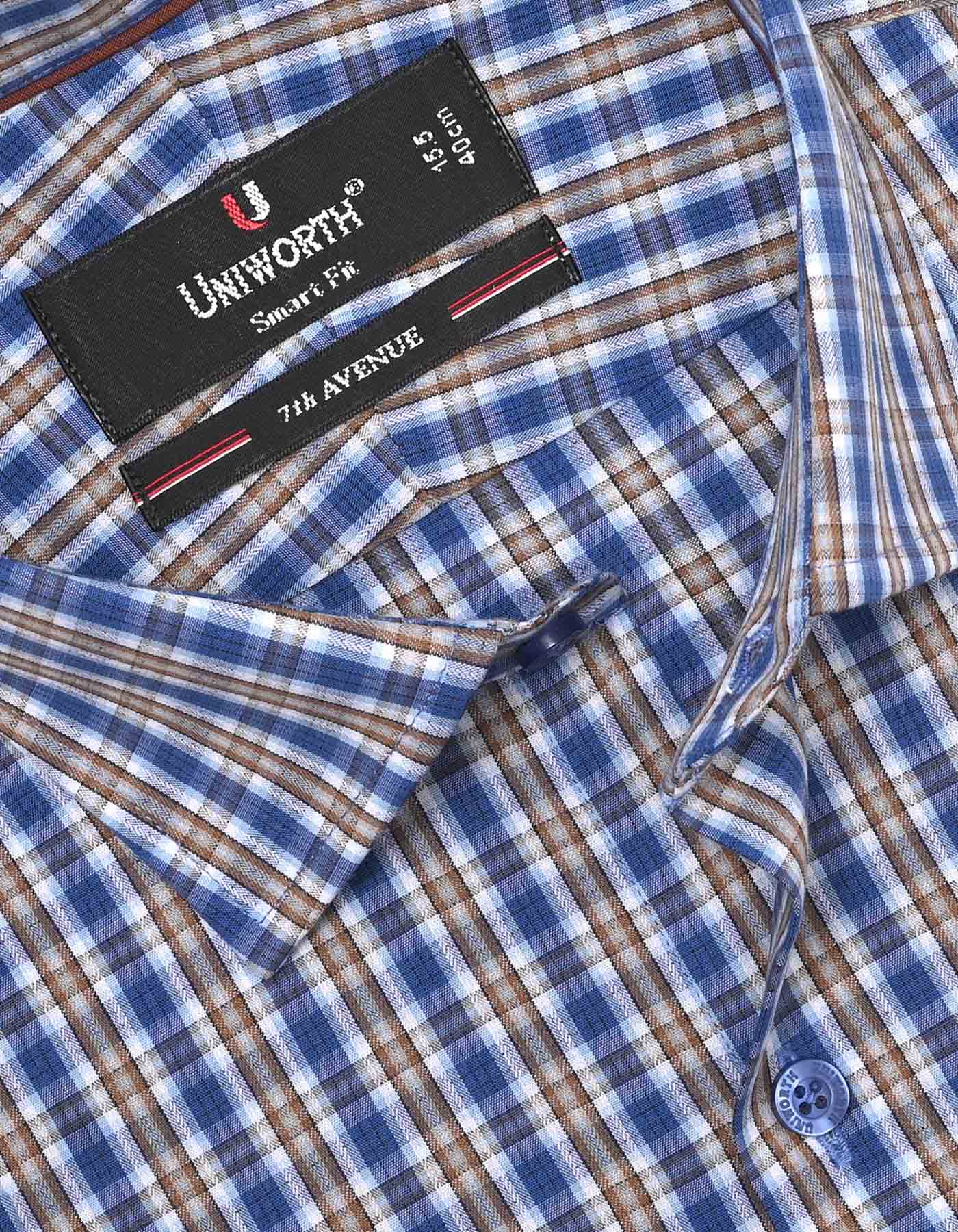Check Blue Tailored Smart Fit Shirt FS1057SF-15