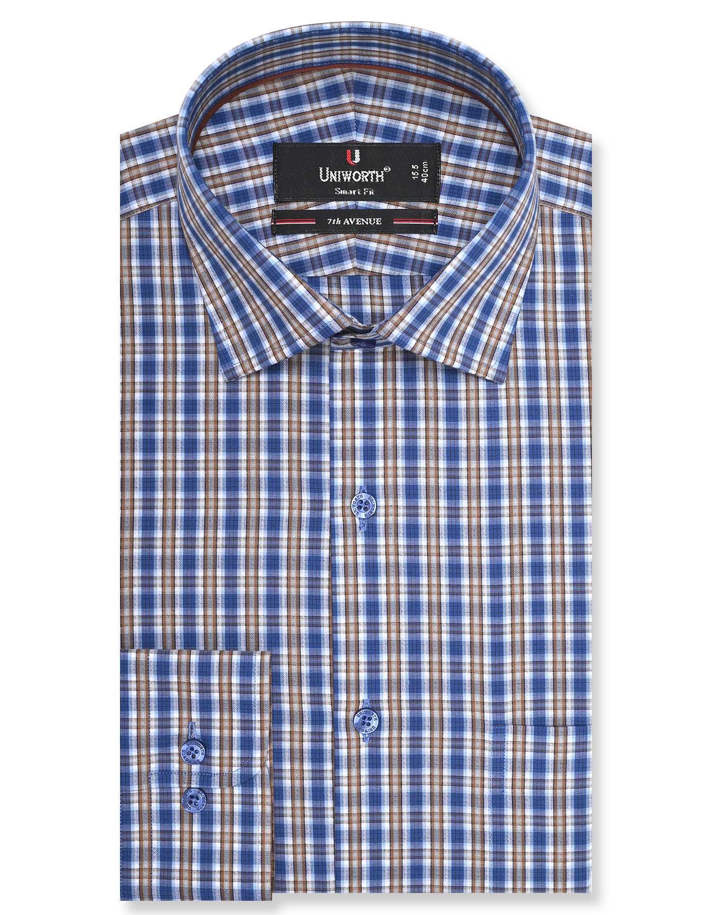 Check Blue Tailored Smart Fit Shirt FS1057SF-14.5