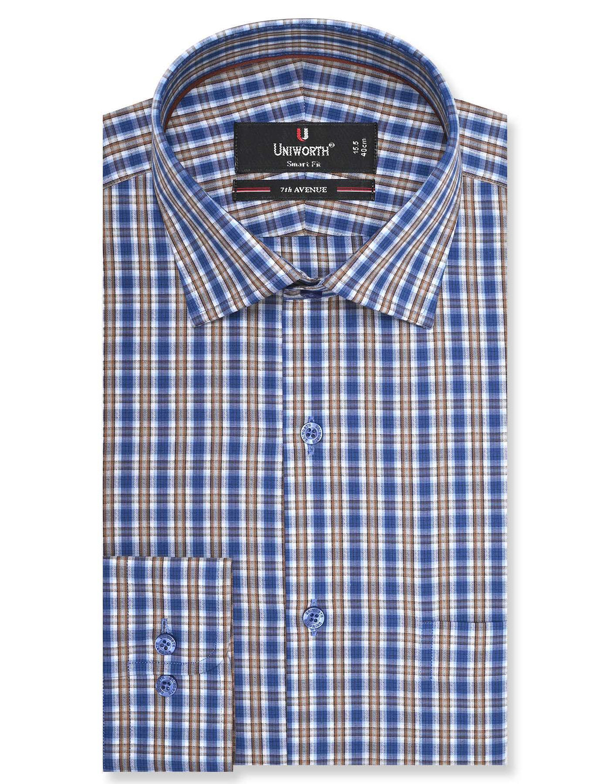 Check Blue Tailored Smart Fit Shirt FS1057SF-14.5