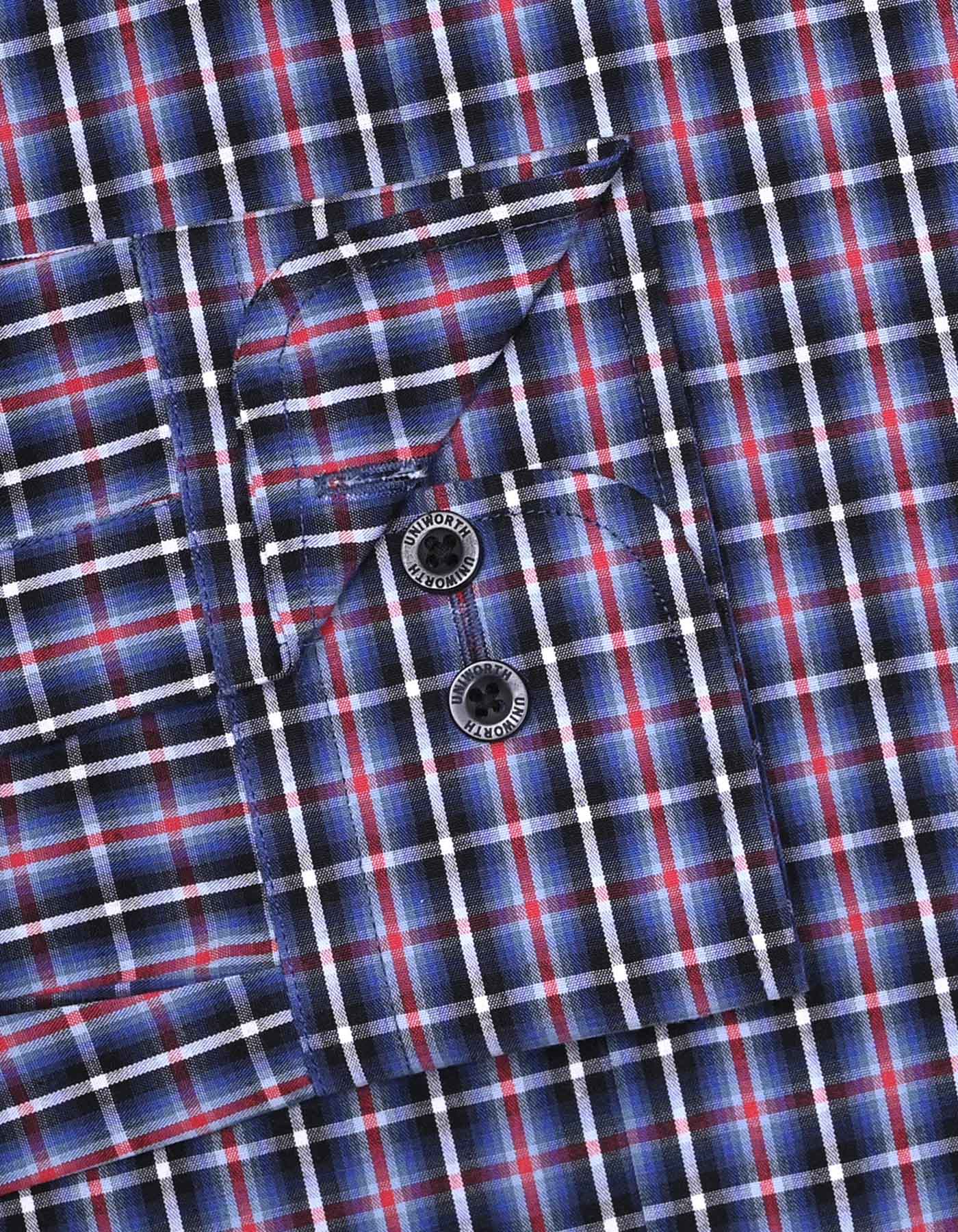 Check Blue Tailored Smart Fit Shirt FS1058SF-15.5