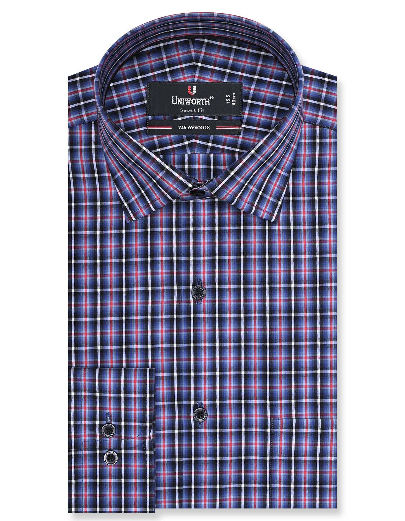 Check Blue Tailored Smart Fit Shirt FS1058SF-14.5