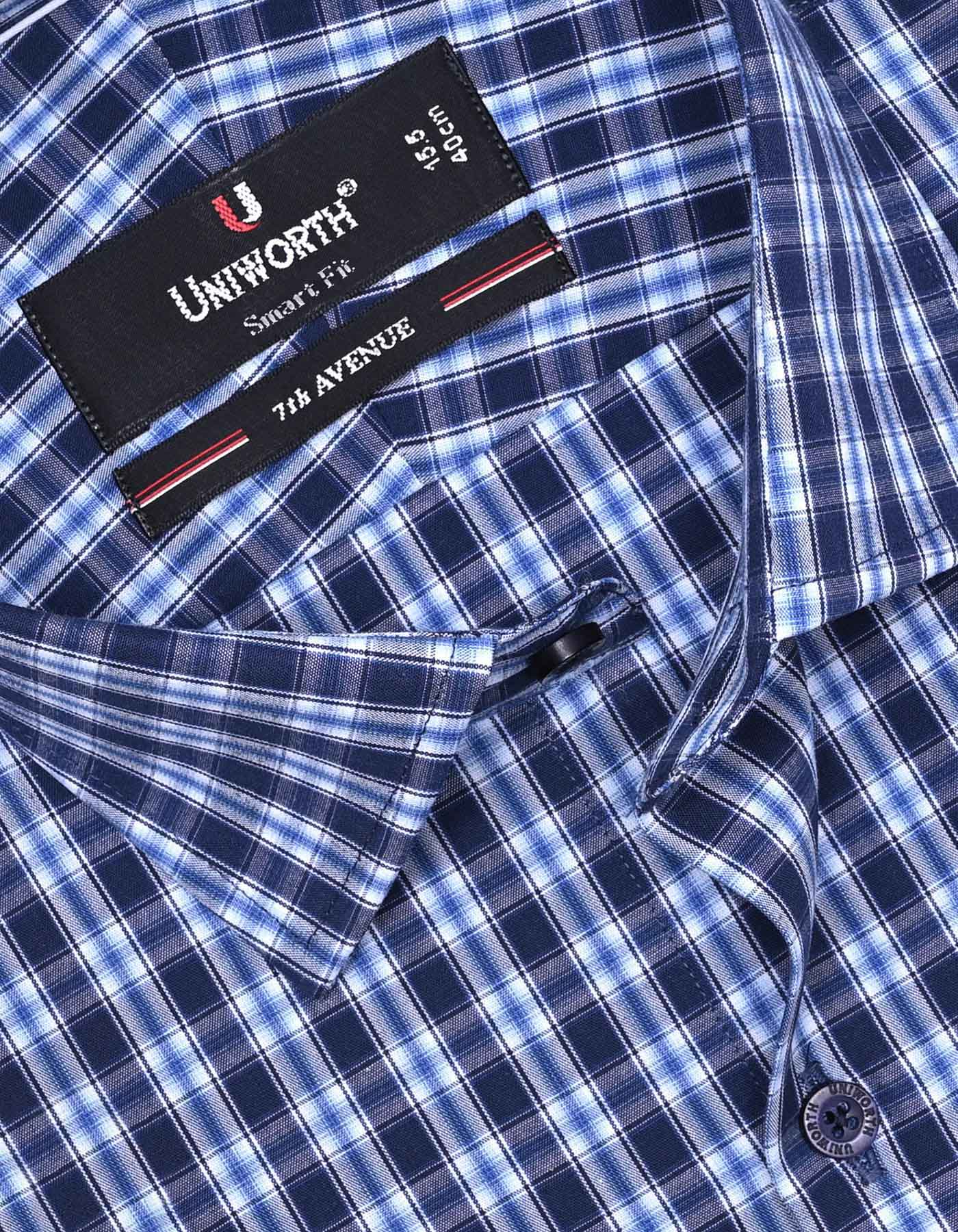 Check Navy Tailored Smart Fit Shirt FS1061SF-15