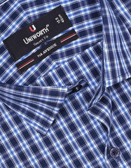 Check Navy Tailored Smart Fit Shirt FS1061SF-15