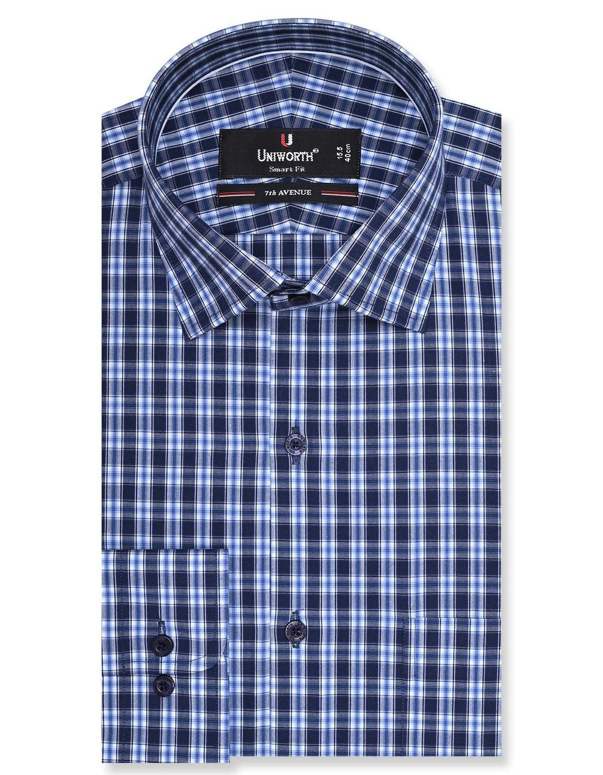Check Navy Tailored Smart Fit Shirt FS1061SF-14.5