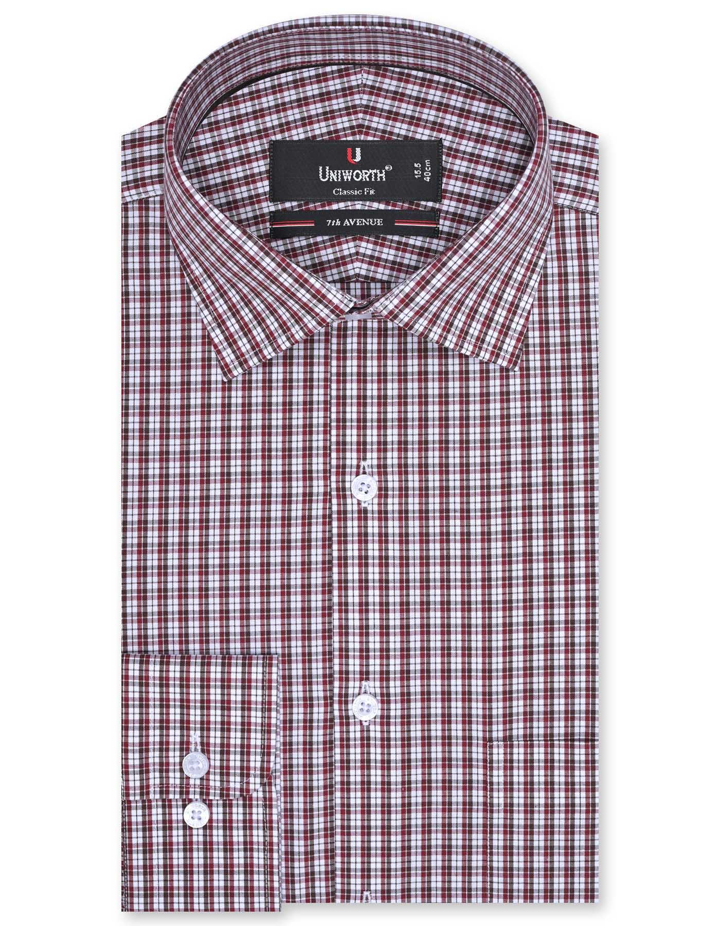Check Maroon Classic Fit Shirt FS1062RF-14.5
