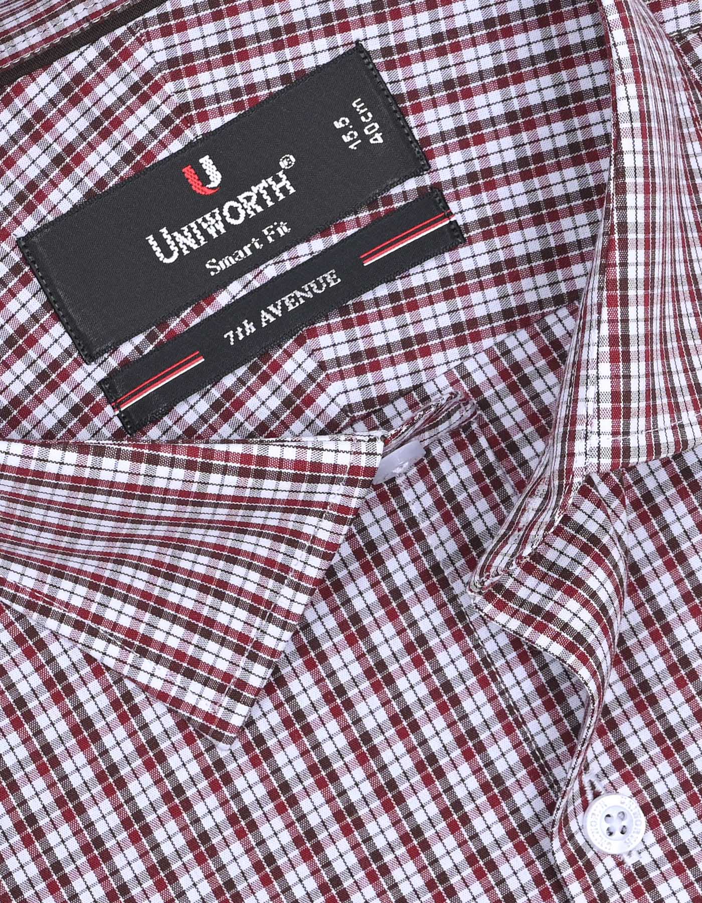 Check Maroon Tailored Smart Fit Shirt FS1062SF-15