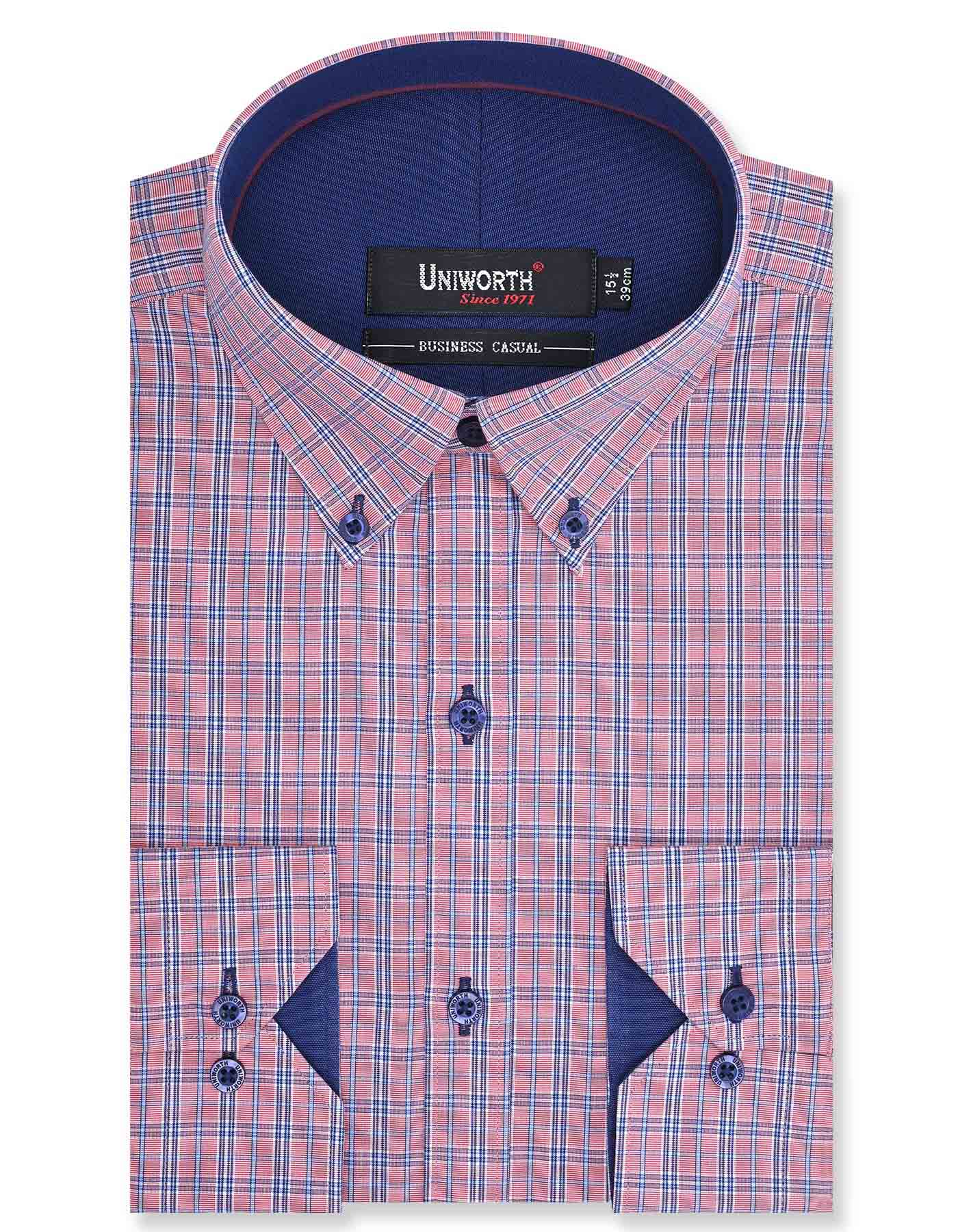 Check White/L Pink Classic Fit Shirt FS1063RF-14.5