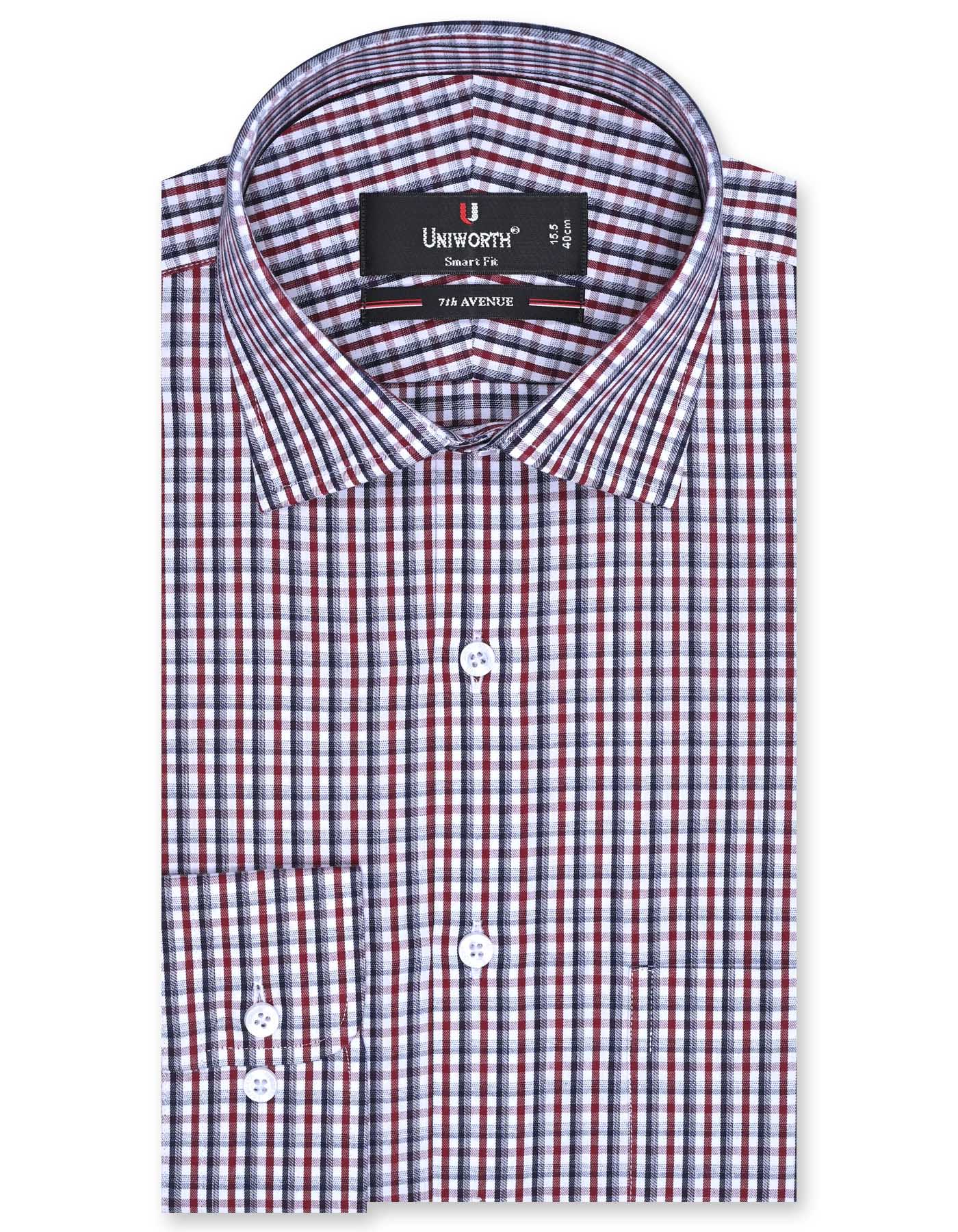 Check Maroon Tailored Smart Fit Shirt FS1065SF-14.5