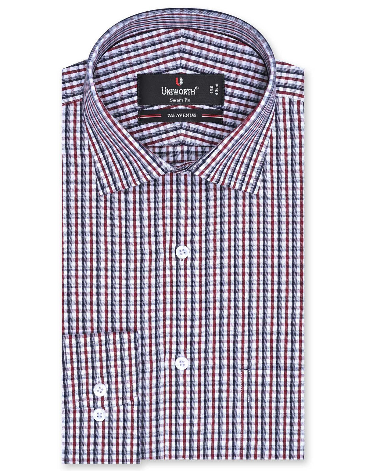 Check Maroon Tailored Smart Fit Shirt FS1065SF-14.5