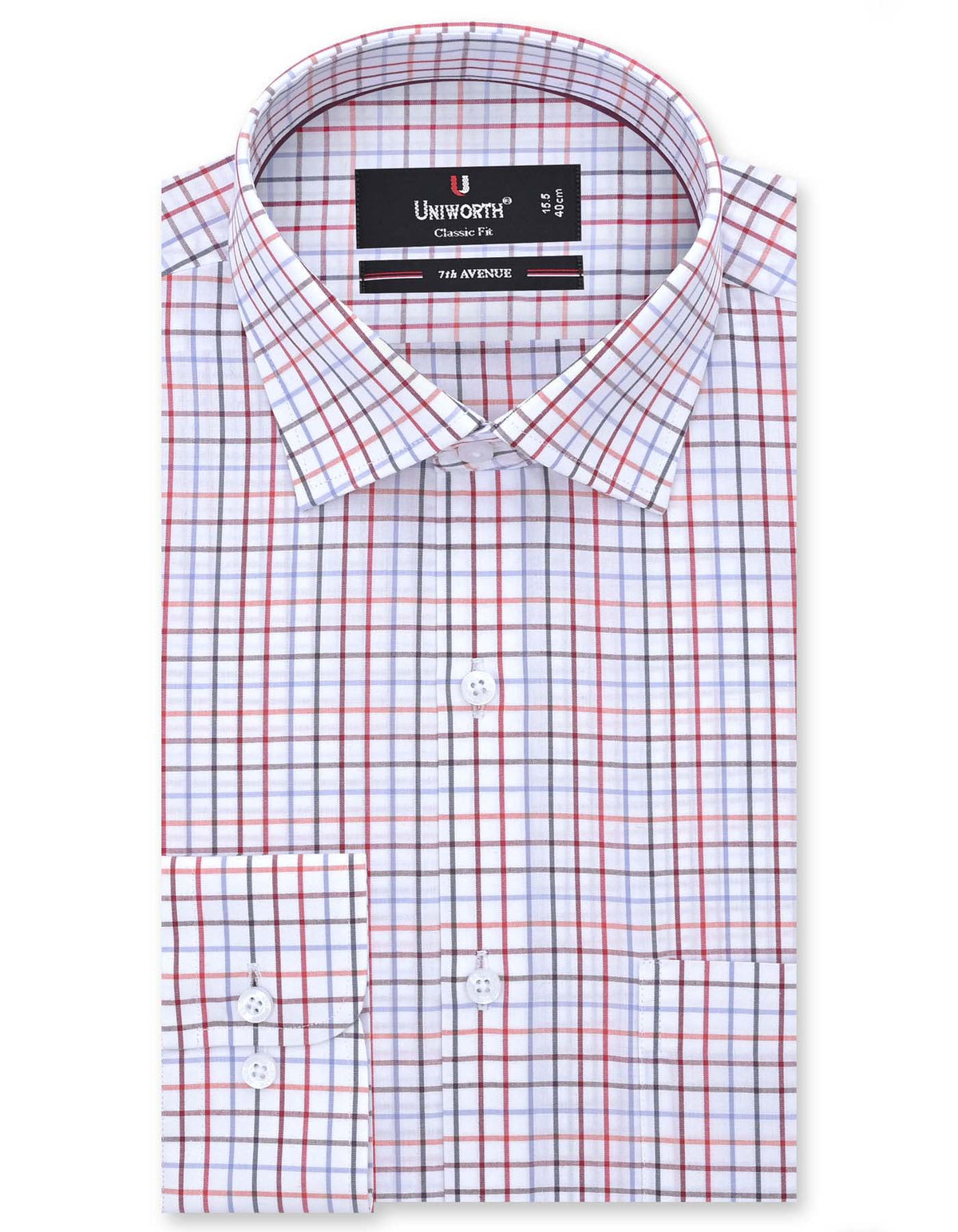 Check Maroon Classic Fit Shirt FS1071RF-14.5