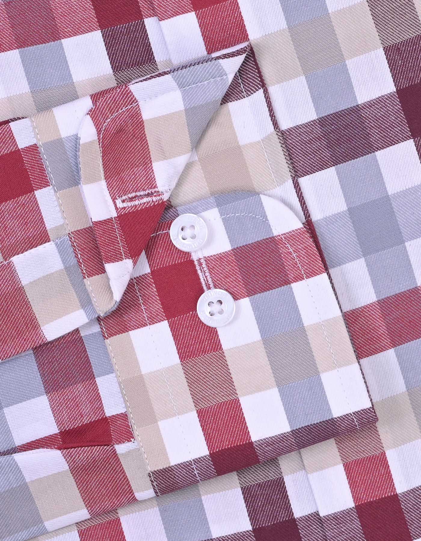 Check Maroon Classic Fit Shirt FS1074RF-15.5