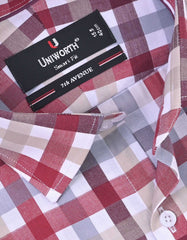 Check Maroon Tailored Smart Fit Shirt FS1074SF-15