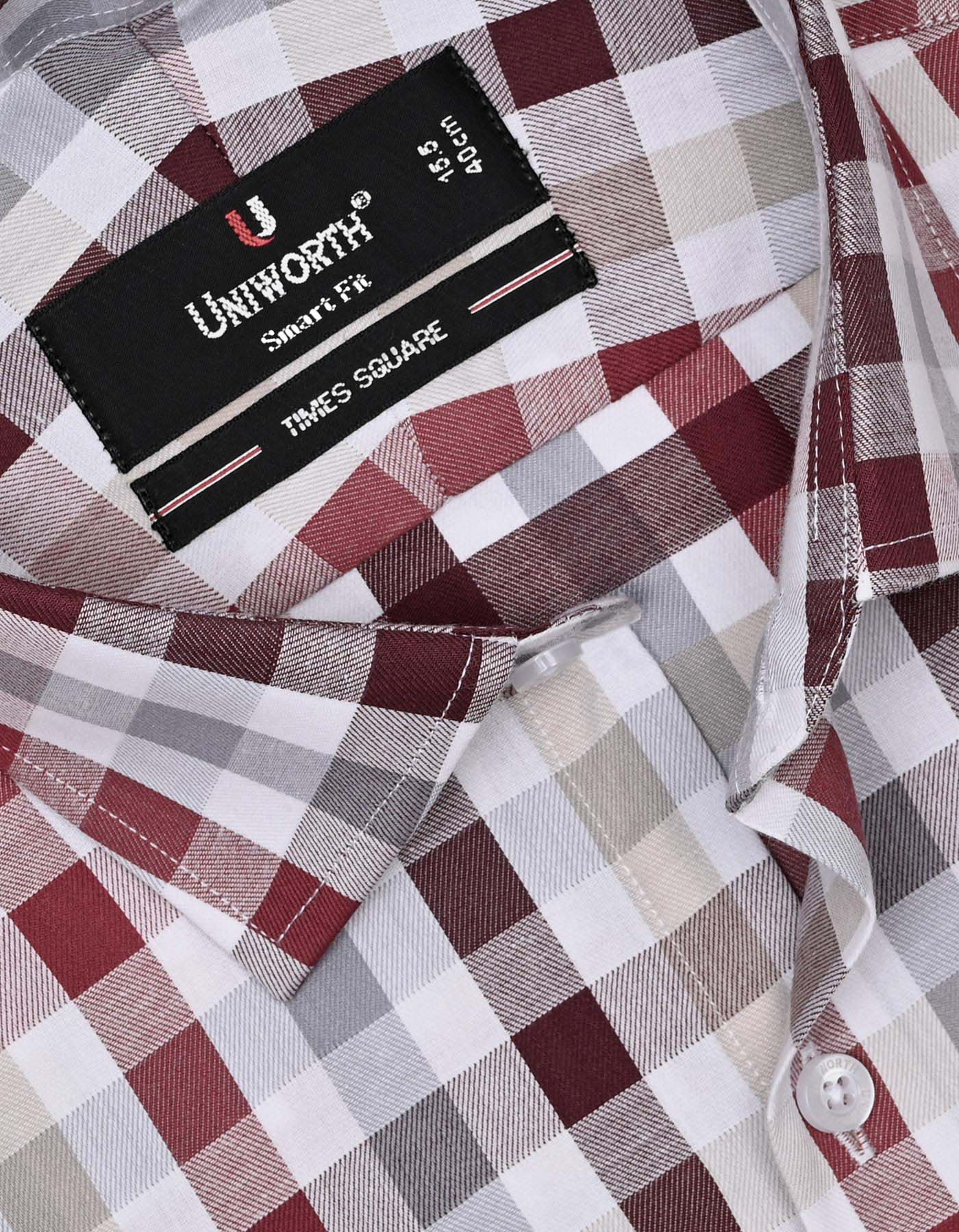 Check Maroon Tailored Smart Fit Shirt FS1074SH-15