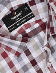Check Maroon Tailored Smart Fit Shirt FS1074SH-15