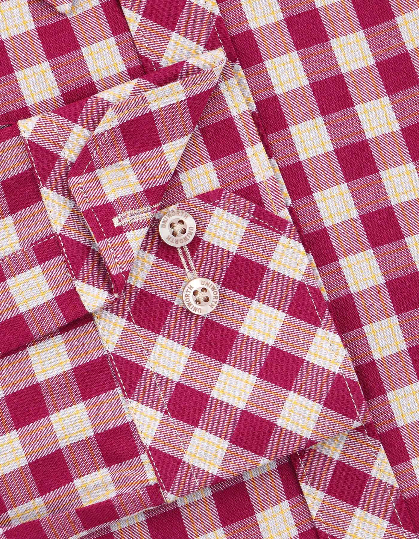 Check Burgundy Classic Fit Shirt FS1078-1RF-16.5