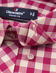 Check Burgundy Classic Fit Shirt FS1078-1RF-15.5