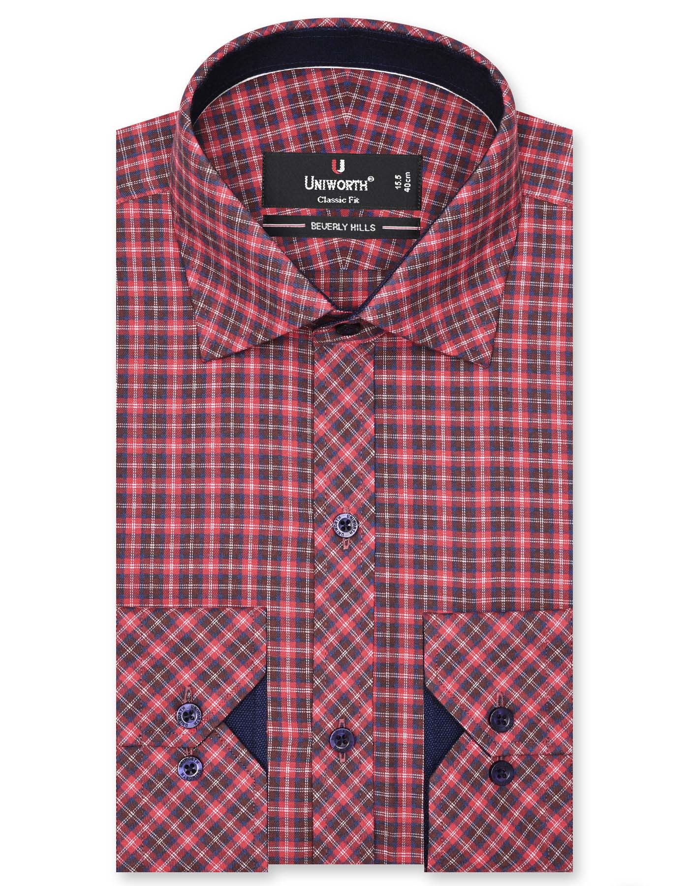 Check Red Classic Fit Shirt FS1080RF-14.5