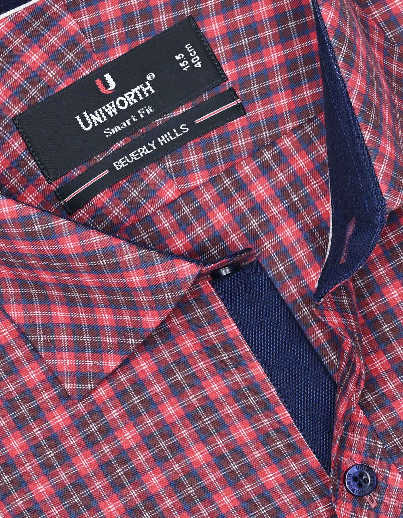Check Red Tailored Smart Fit Shirt FS1080SF-15
