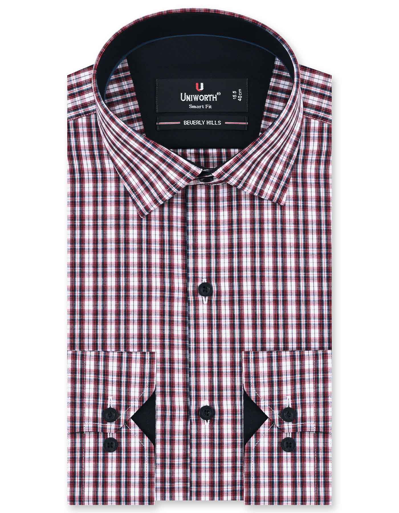Check Maroon Tailored Smart Fit Shirt FS1081-3SF-14.5