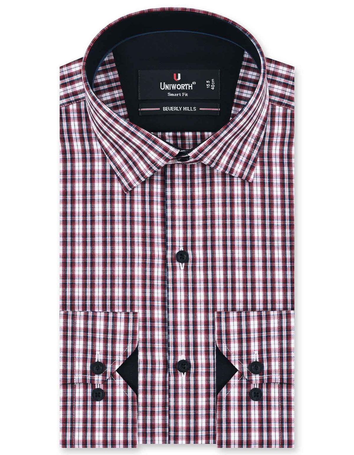 Check Maroon Tailored Smart Fit Shirt FS1081-3SF-14.5