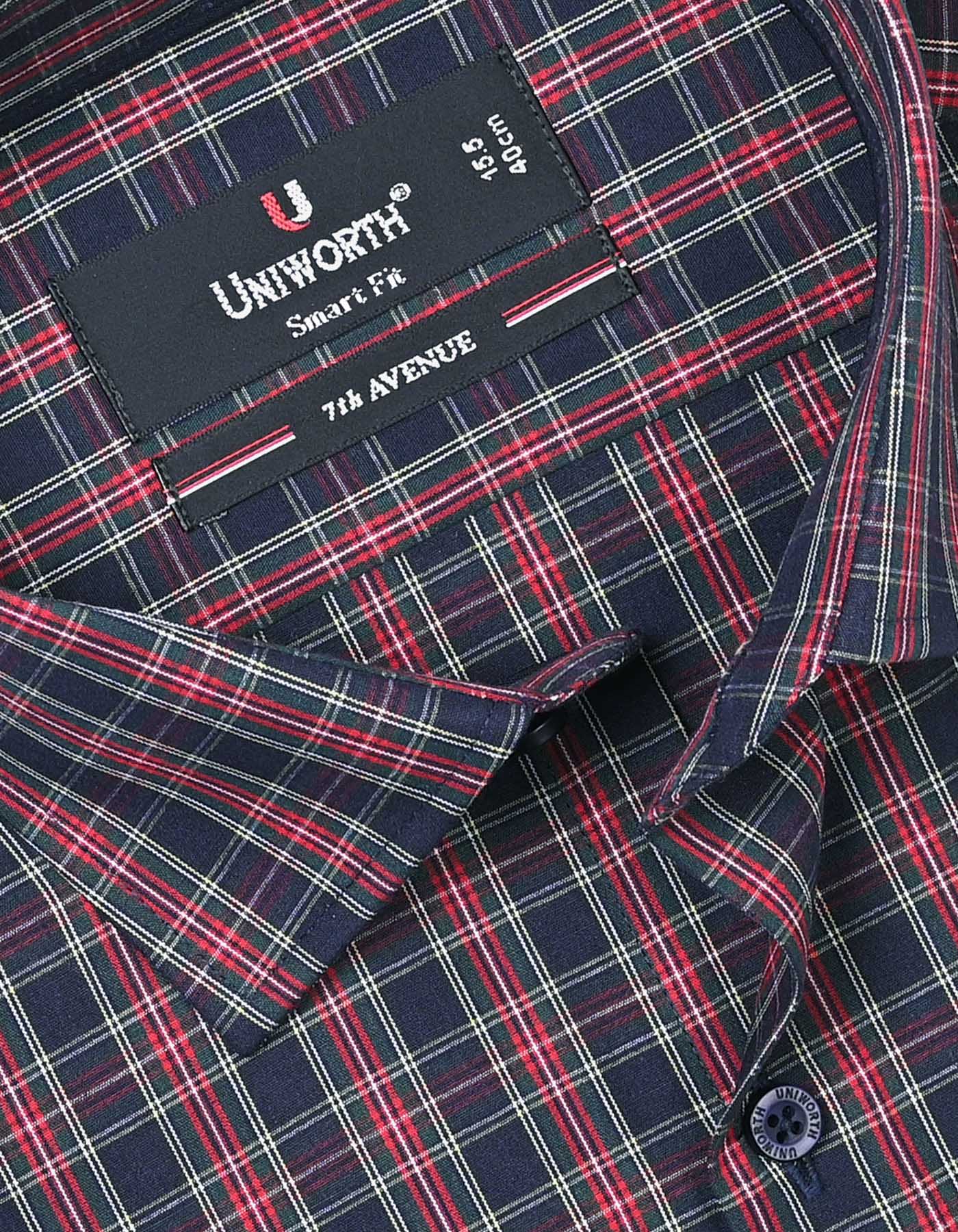 Check Navy Tailored Smart Fit Shirt FS1084SH-15