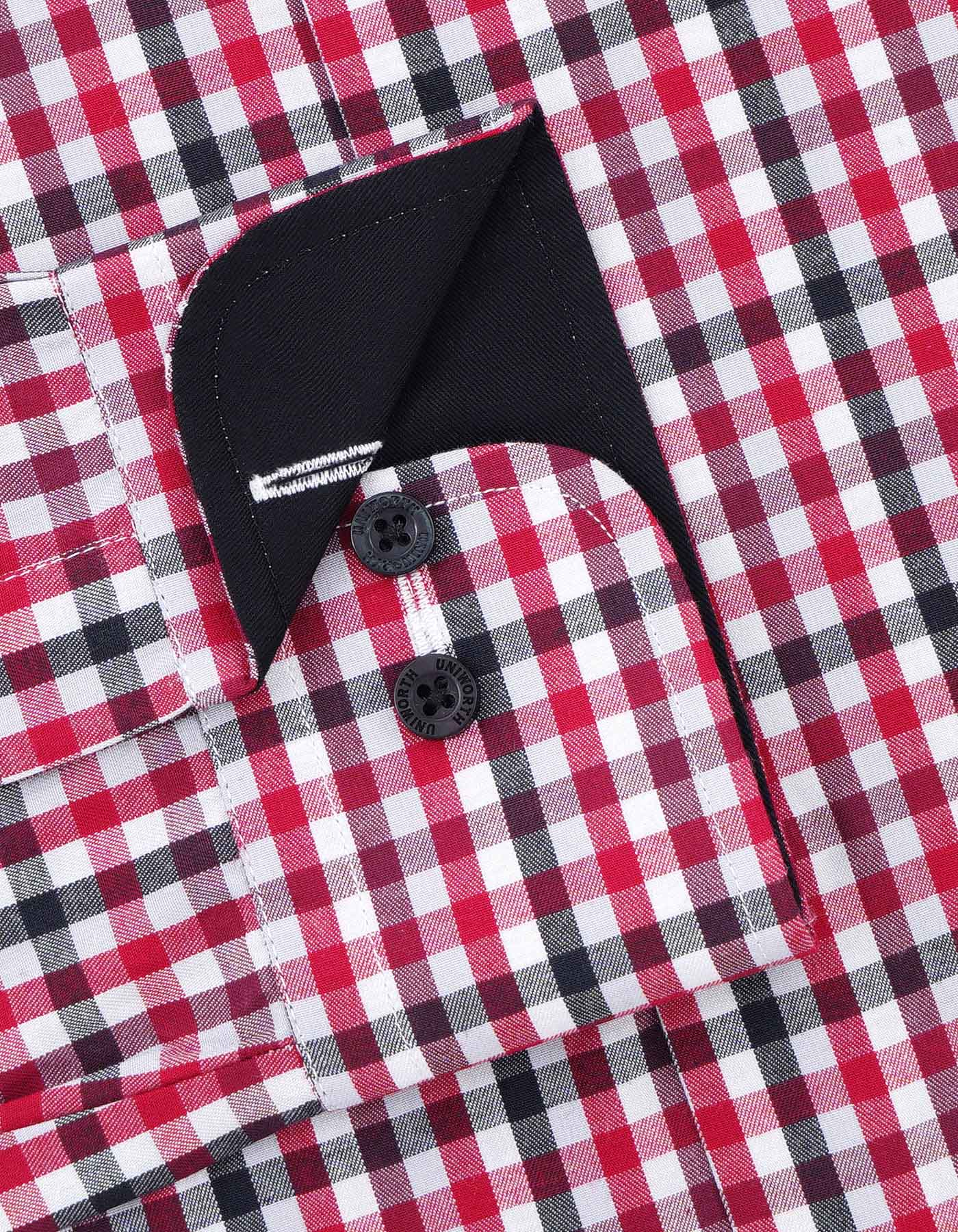 Check Maroon Tailored Smart Fit Shirt FS1087SF-15.5
