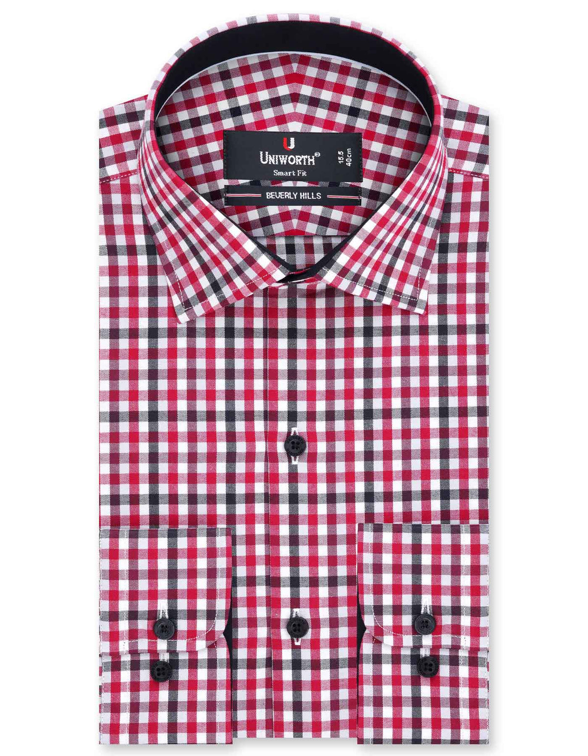 Check Maroon Tailored Smart Fit Shirt FS1087SF-14.5