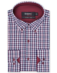 Check Navy Tailored Smart Fit Shirt FS1093SF-14.5
