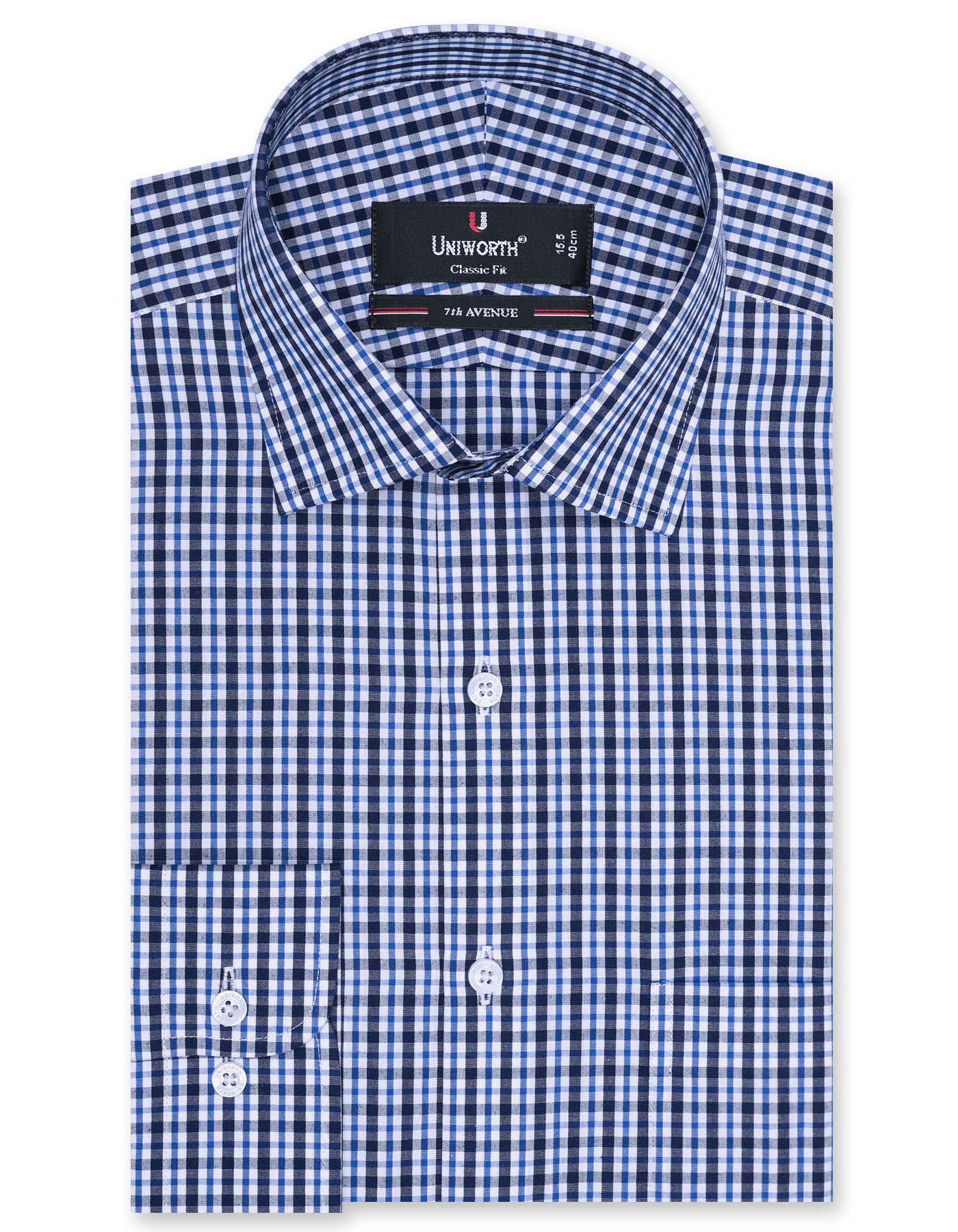 Check Navy Classic Fit Shirt FS1098-1RF-14.5