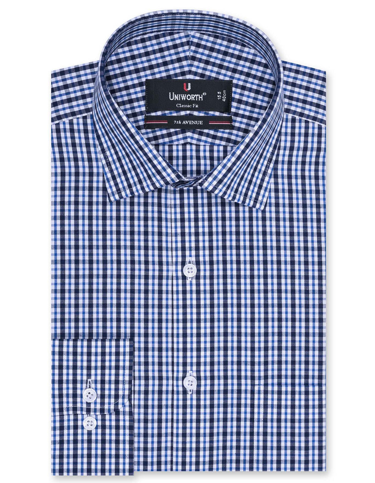 Check Navy Classic Fit Shirt FS1098-1RF-14.5