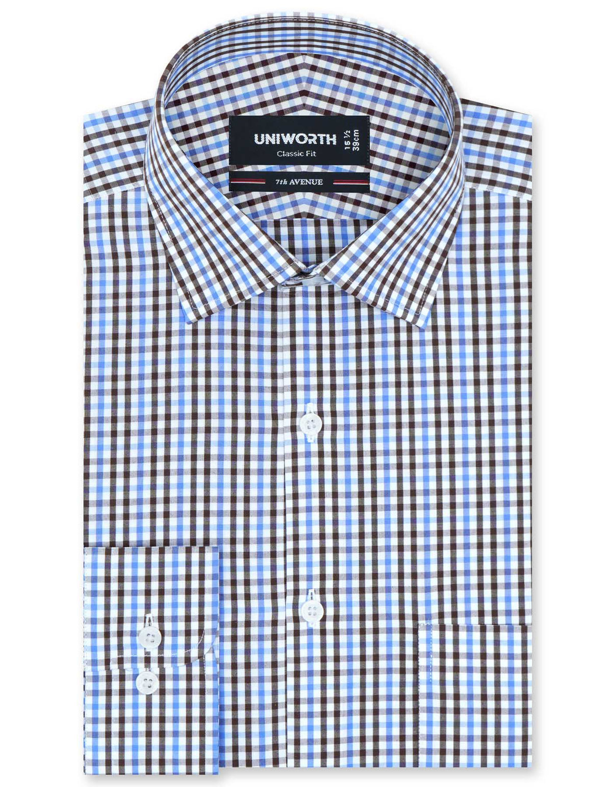 Check Brown Classic Fit Shirt FS1100-1RF-14.5