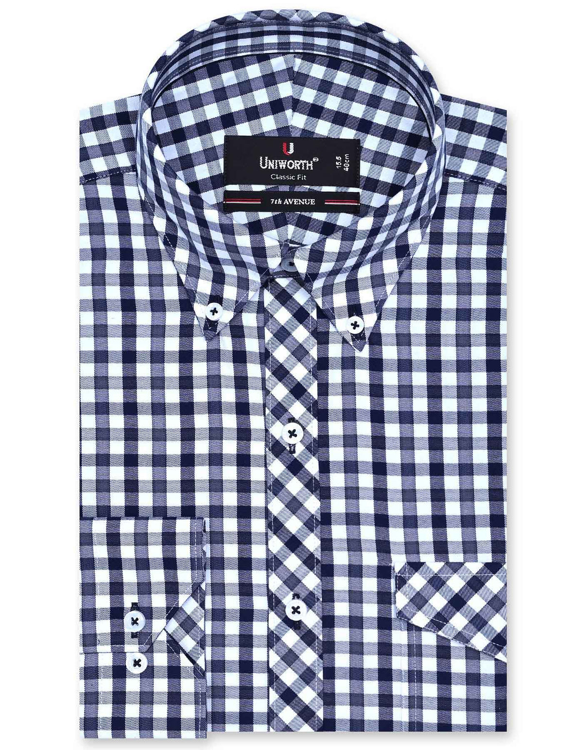 Check Navy Classic Fit Shirt FS1110-1RF-14.5