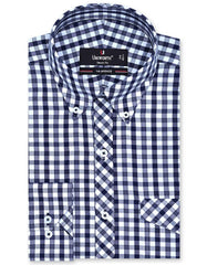Check Navy Tailored Smart Fit Shirt FS1110-1SF-14.5