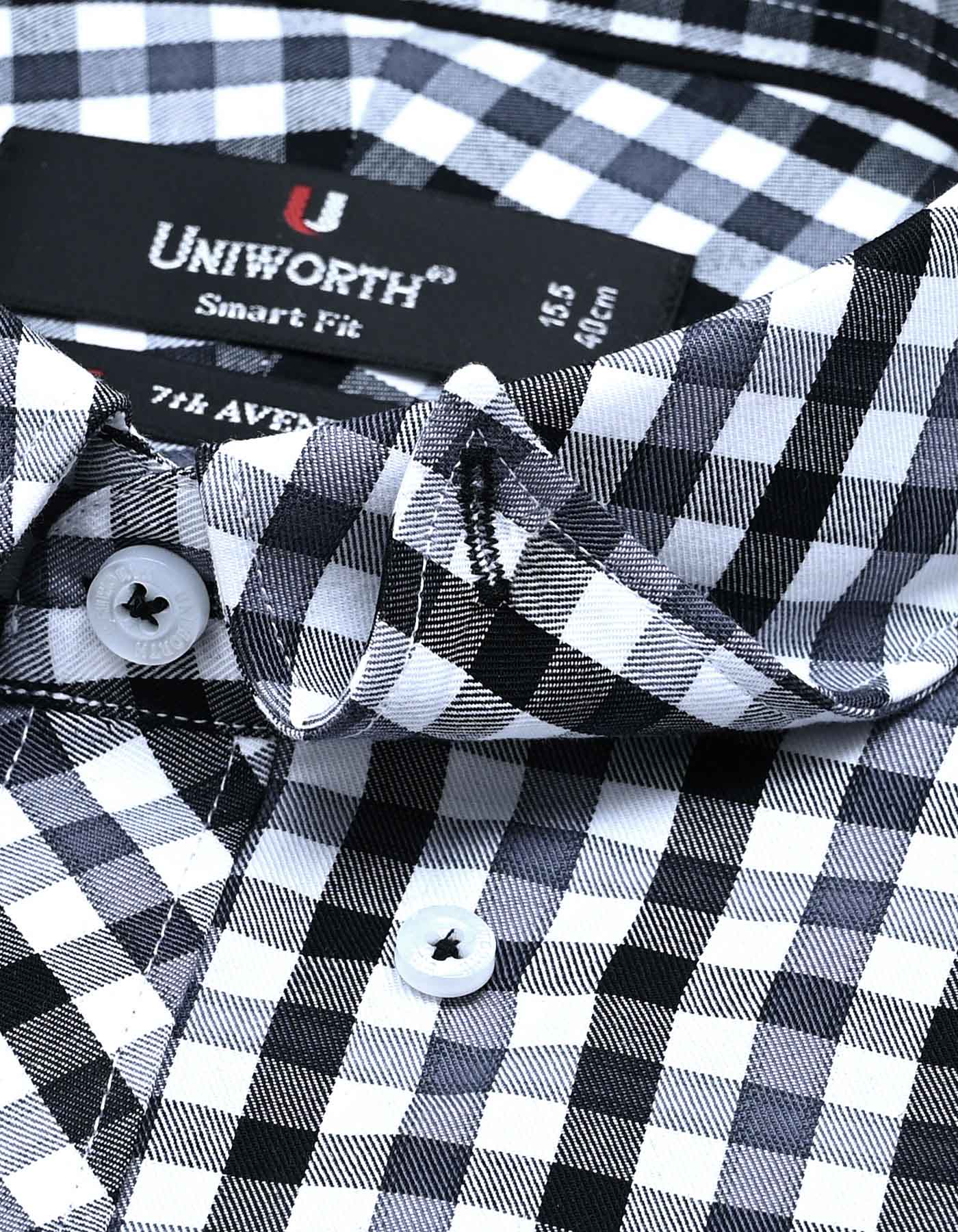 Check Black Tailored Smart Fit Shirt FS1111SF-15.5