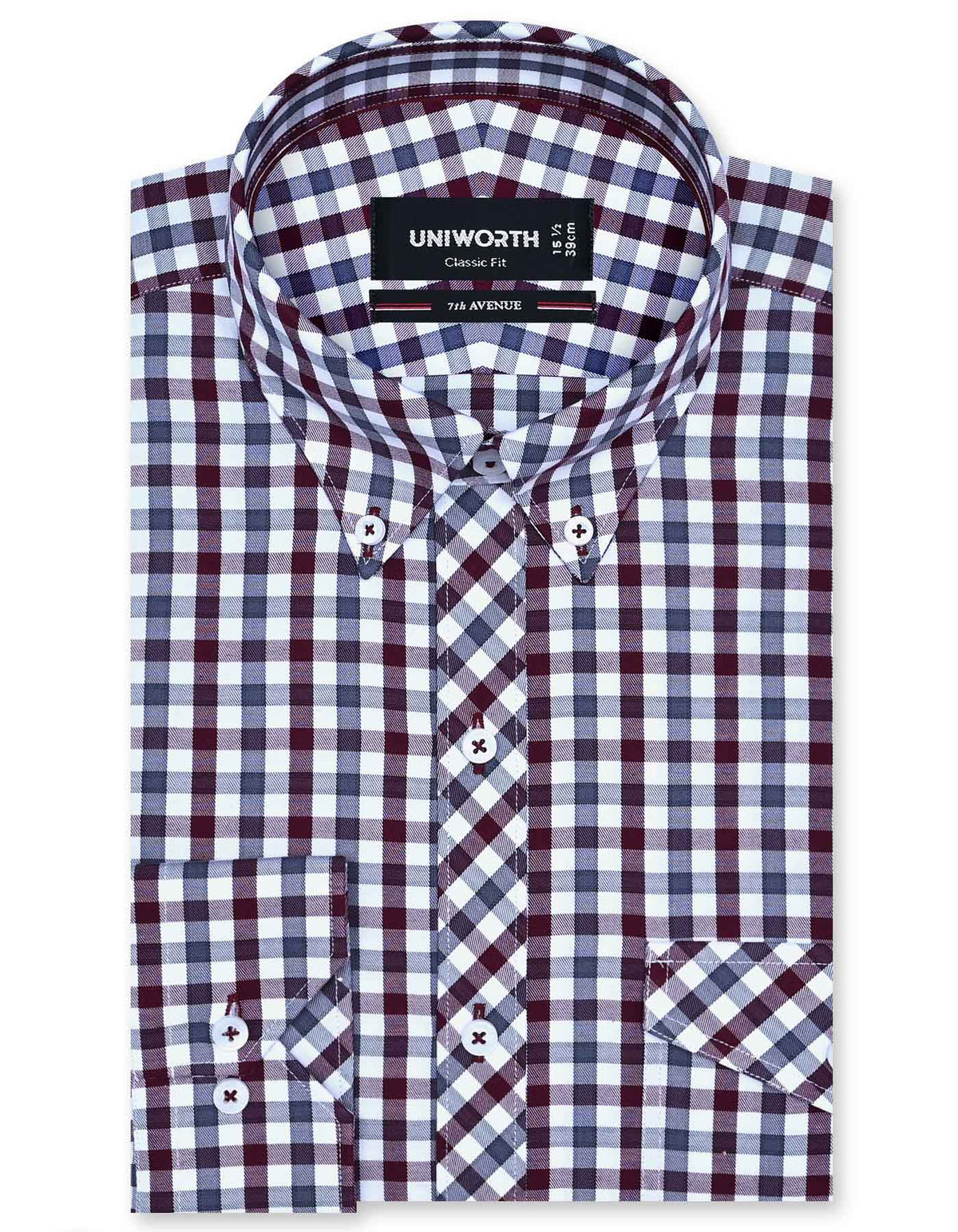 Check Maroon Classic Fit Shirt FS1112RF-14.5