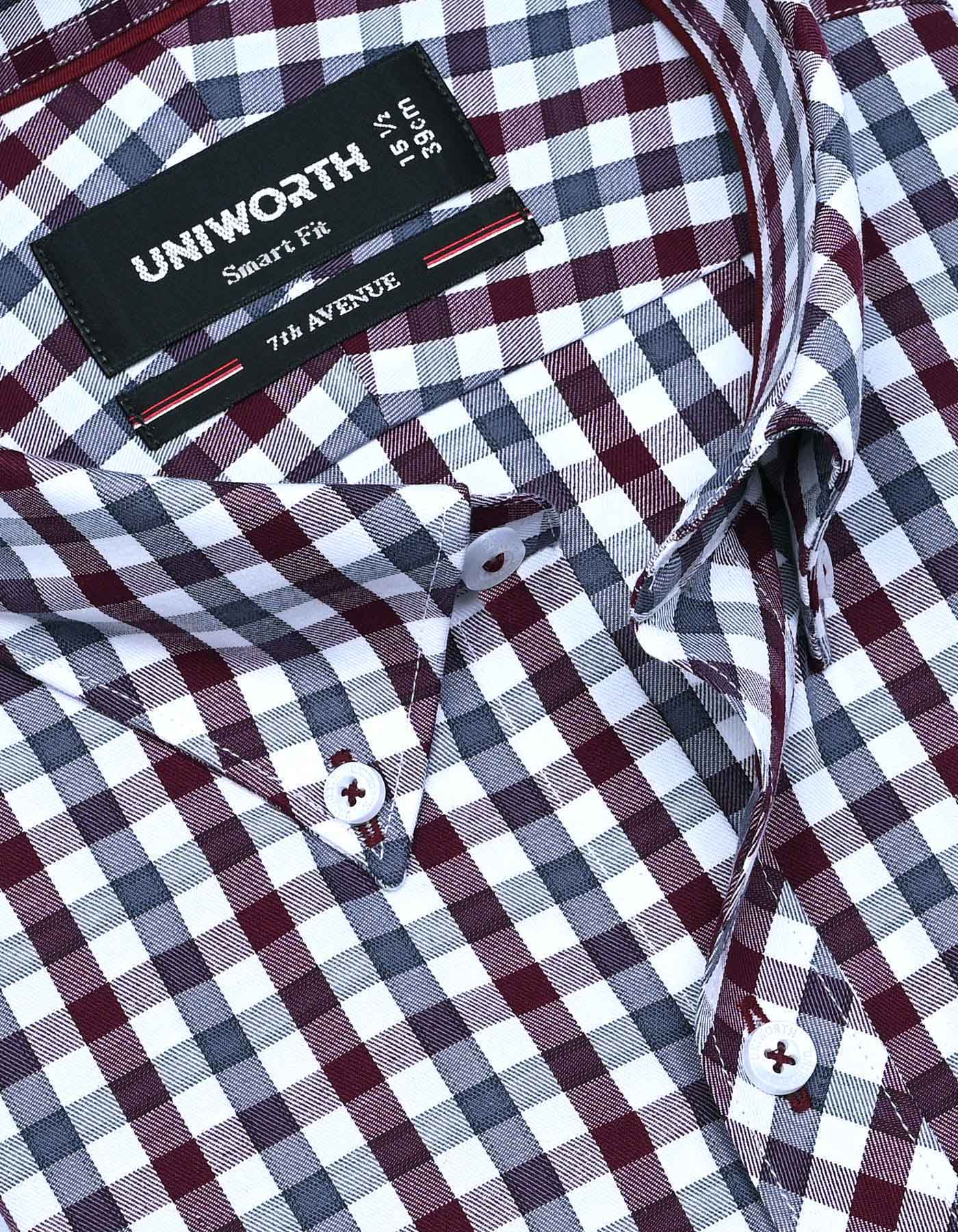 Check Maroon Tailored Smart Fit Shirt FS1112SF-15