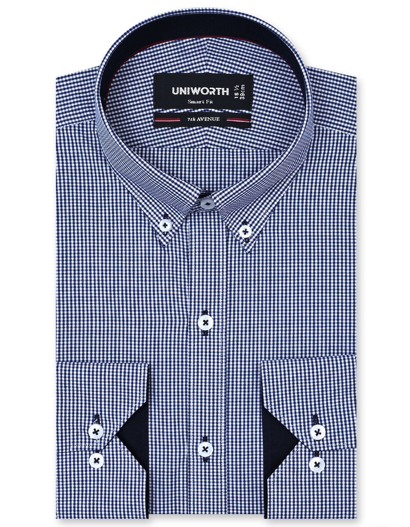 Check Navy Tailored Smart Fit Shirt FS1113SF-14.5