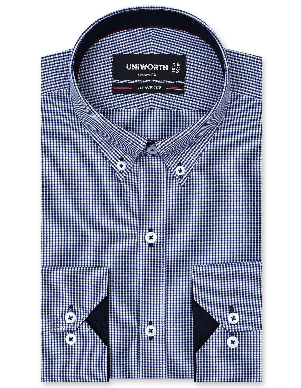 Check Navy Tailored Smart Fit Shirt FS1113SF-14.5